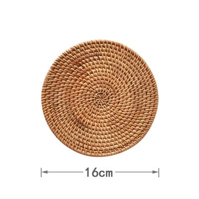 China Sustainable Hand - 16CM Rattan Woven Hot Pot Rack Insulated Hot Pats Coasters Place Mats For Kitchen Desk Teacup Mat for sale