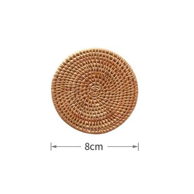 China Sustainable Hand - Woven Insulated 8CM Rattan Coaster and Place Mats for Tea Cup and Coffee Mat Kitchen Desk Set for sale