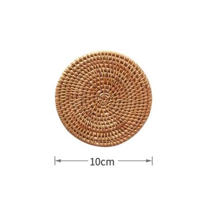 China Sustainable Hand - Woven Insulated 10CM Rattan Coaster and Place Mats for Tea Cup and Coffee Mat Kitchen Desk Set for sale