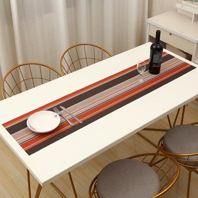 China Hot selling viable table runner restaurant pvc table runner teslin woven popular design washable table runner table mat color stripe for sale