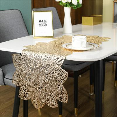 China Best Viable Selling Popular Place Mat PVC Table Runner Restaurant Gold Runner Table Runner for Party and Wedding for sale