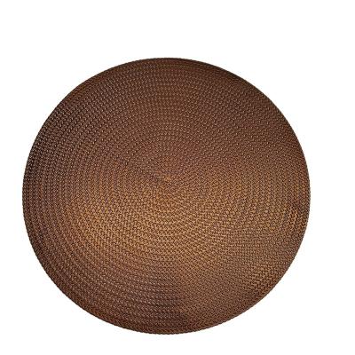 China Best Hot Selling Viable Solid Color Wheat Ear Design Non-Slip Golden Place Mat PVC Table Mat Single Round Cavity Stamping Place Mat for sale