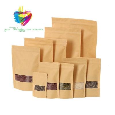 China 14*20*4CM Disposable Kraft Paper Resealable Plastic Stand Up Zip Lock Pouch Bags for sale