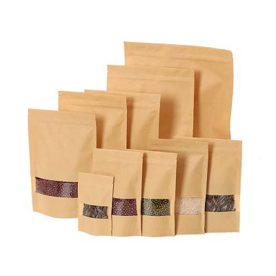 China Hot Selling Different Capacity Recyclable With Window , Zipper Kraft Paper Bag For Food Packaging for sale