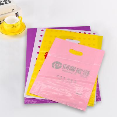 China Printing LDPE Disposable Custom HDPE Handle Garment Promotion Gift Packaging Die Cut Plastic Shopping Bag With Customized Logo for sale