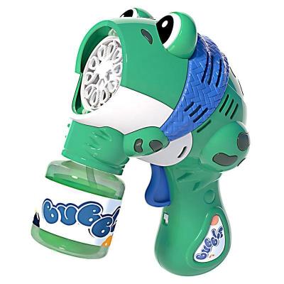 China 2023 New Bubble Soap Bubble Game Toy Outdoor Cute Cartoon Frog Plastic Electric Light Rocket Launcher Children Bubble Machine Gun Toy for sale