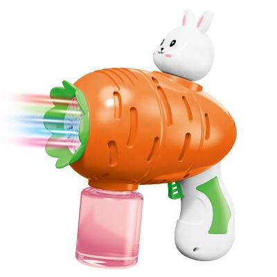 China New Fun Rabbit Carrot Bubble Bubble Machine Plastic Multi Hole Cute Electric Led Gun Children's Bubble Blowing Machine Toys for sale