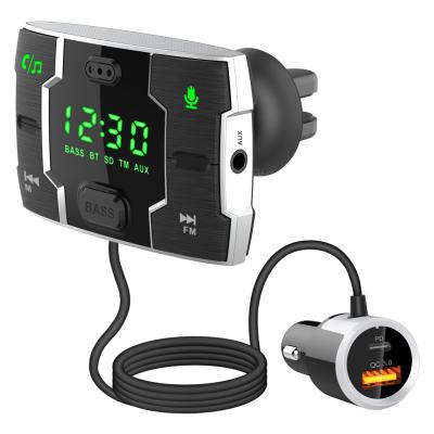 China CAR CHARGER BC75 Fm transmitter for car with AUX hands free radio. PD QC3.0 Auto Car Charger BT 5.0 Handsfree MP3 Calls Music Player for sale