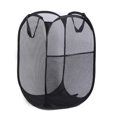 China Hot Selling Mesh Laundry Bag With Net Foldable Fabric Amazon Laundry Hamper Travel Basket Bag Eco-friendly Durable And Solid Bottom For Household for sale