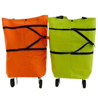 China Hot Selling Reusable Foldable Oxford Cloth Foldable Shopping Bags With Logos Trolley Rolled Storage Bags For Supermarket Shopping for sale