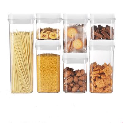 China Modern Hot Selling 7 in 1 Storage Box Set 4 Size Transparent Plastic Food Storage Box Home Food Organizer Storage for sale