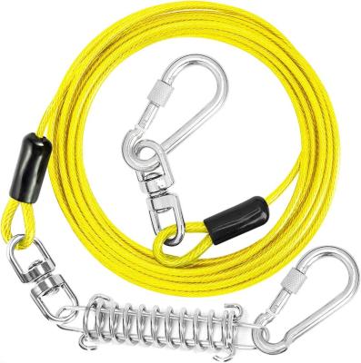 China Reflective Dog Tie Cable 35FT / 55FT Stainless Steel PVC Coated Metal Wire For Pets, Chew Proof, Heavy Duty Dog Tie Out Cable For Dogs for sale