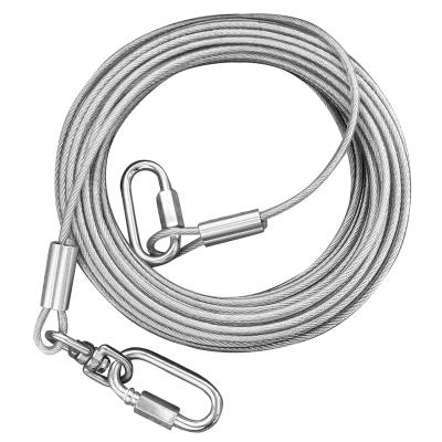 China ALLOY Tie Out Cables For Dogs, 4mm Stainless Steel Rope, 7*7 PVC Coating Structure Steel Wire Rope (25FT/8M) for sale