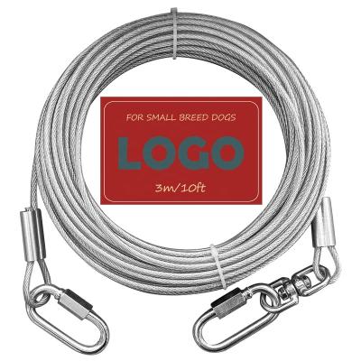 China ALLOY Dog Tie Out Cables For Dogs, 4mm Stainless Steel Rope, 7*7 PVC Coating Structure Steel Wire Rope (10FT/3M) for sale