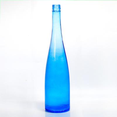 China Beverage Customize 500ml 750ml 1000ml Screen Printing Embossed Logo Empty Spirits Vodka Liquor Tequila Gin Blue Screw Cap Glass Bottle for sale