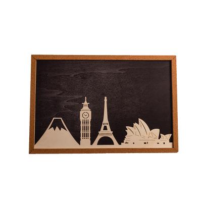 China World Famous Wooden Black Panel Scenic Spot Wall Hanging Decorations Wholesale for sale