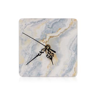 China Europe Square Hexagon Marble Pattern Wooden Table Desk Wooden Clock for sale