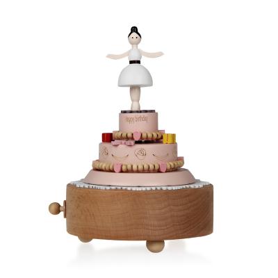 China New Music Box Design Ballerina Cake Formed Around Small Basic Wooden Music Box for sale