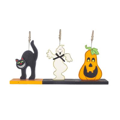 China Halloween Props Pumpkin Black Cat Wooden Table Props for sale