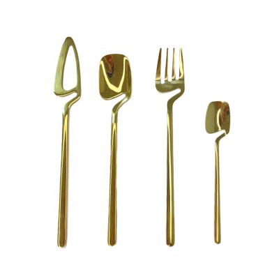 China Low Moq Stocked Eco-friendly Luxury Hanging Cup Set Unique Design Flatware Set 304 Stainless Steel Spoon Fork Knife Set for sale