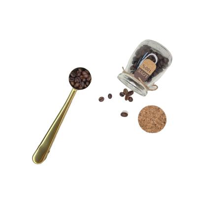 China Amazon Hot Sale Metal Gold 304 Stainless Steel Coffee Bean Oatmeal Measuring Spoon With Stocked Copper Staple for sale