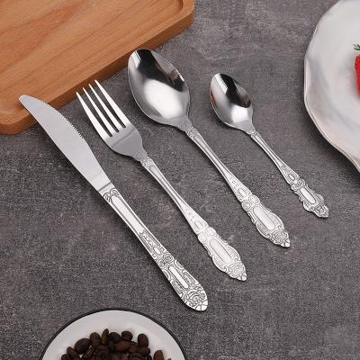 China Viable Wholesale Classic Style Tumble Polished 410/430 Cutelry Stainless Steel Set Spoon Fork Knife Set for sale