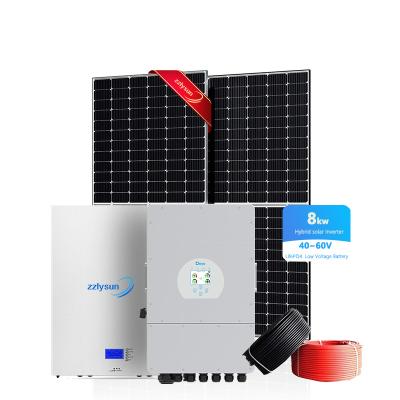 China Complete set photovoltaic products lithium battery energy storage hybrid 8kw solar power system for home for sale