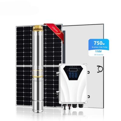 China Good quality brushless agricultural irrigation high pressure solar submersible deep well water solar dc pump for sale