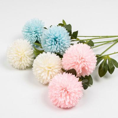 China pingpang handmade wholesale chrysanthemum 3 head allium dandelion artificial flower for home decor for sale