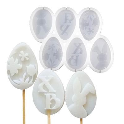 China Wholesale Viable Easter Butterfly Bunny Egg Drip Mold DIY Chocolate Cheese Lollipop Silicone Mold for sale