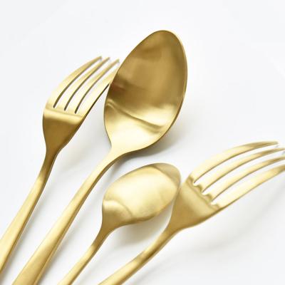 China Nordic Viable Matte Gold Colored Silverware Spoon Fork Set Stainless Steel Cutlery Flatware Nordic Dinner Knife for sale