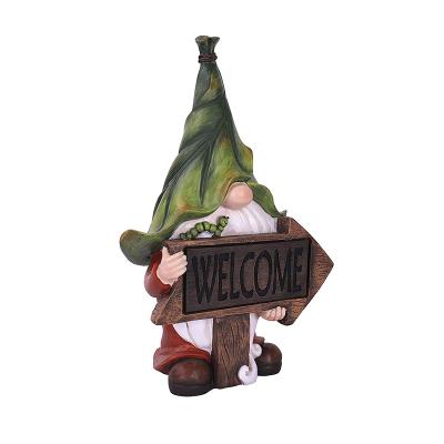 China New Style Modern Decor Solar Led Resin Garden Gnome Waterproof Artificial Finish Lamp for sale