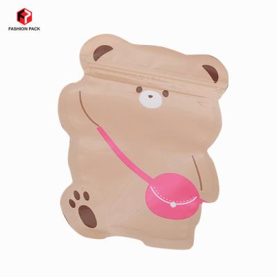 China Moisture Proof In Plastic Gummy Bag Storage Resealable Zipper Mylar Print Bear Shaped Direct Packaging Customized Pouch for sale