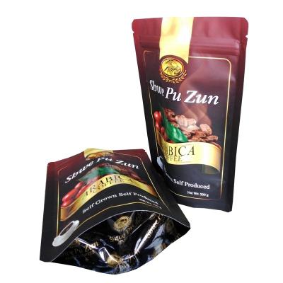 China Full Custom Print Moisture Proof Stand Up Coffee Bean Dry Food Snacks Pure Aluminum Foil Zipper Plastic Packaging Bag With Valve for sale