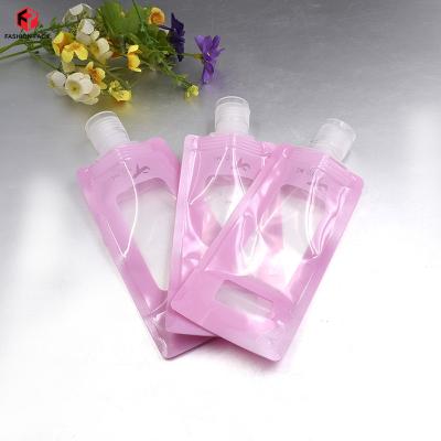 China Full Printing 90ML Flip Spout Pouch Plastic Reusable Liquid Bag Cosmetics Lotion Cream Gel Moisture Proof Sample Custom Sachet for sale