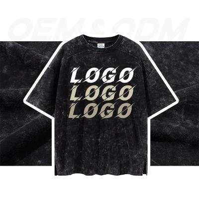 China Custom Heavyweight Acid Wash Cotton Men's T-shirt OEM Breath Print Anti-Shrink Vintage Oversize T-shirt for sale