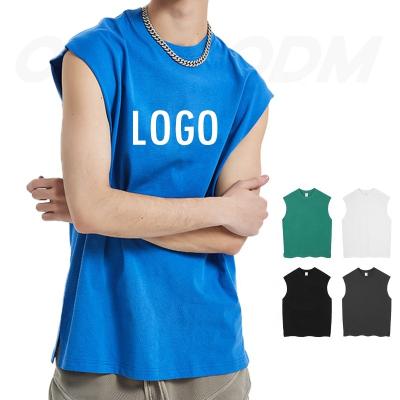 China Sleeveless Bodybuilding Logo Tank Top Custom Cotton Anti-Shrink Boy's Sports Travel Vest Casual Men's Tank Top for sale