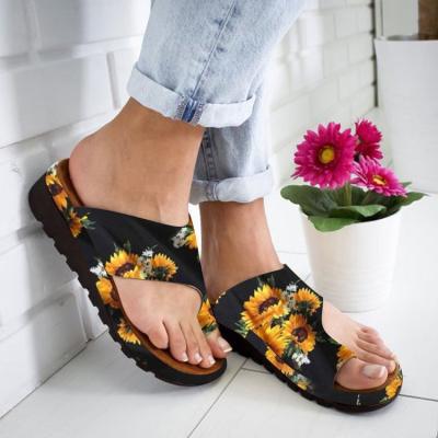 China Wholesale Price Wedges Hot Sale Sunflower Fashion Ladies Sandals Floral Slippers From Latest Fashion Trend Designer For Women for sale