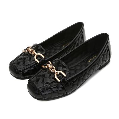 China New Arrival Flat Breathable Women PU Rubber Flat Shoes With Buckles For Ladies for sale