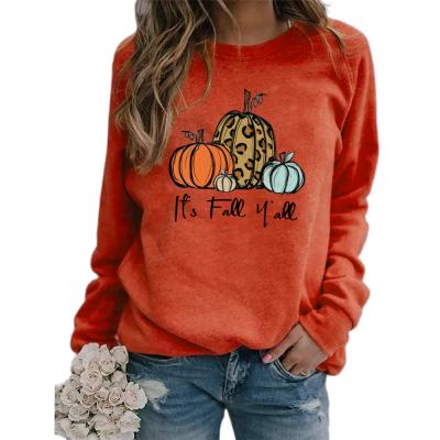 China New Women's Breathable T-shirt Halloween Pumpkin Printed Clothing Halloween Pumpkin Pullover Graphee Top for sale