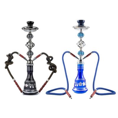 China Good Smoking Customized Smoking Accessories Large Glass Hookah Stainless Steel Shisha Luxury Double Hose In Arabic Hookah for sale