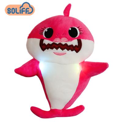 China Kids Singing Shark Doll Plush Toy LED Light Music Gift Soft Toys Stuffed Shark Toys for sale