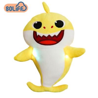 China Cute Led Plush Toy Amazon Hot Selling Lighting Singing Shark Toys Funny Music Shark Animal Stuffed Toy for sale