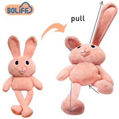 China Interactive Plush Toy Pink Toys Ear-Pulling Toy Can Pull Ear Rabbit The Legs Stuffed Plush Long Legs Bunny Doll Stretch Rabbit Along for sale