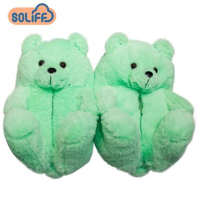 China Lovely New Cheap Designer Stuffed&Plush Animal Teddy Bear Slippers Bulk Women's Teddy Bear Slippers for sale