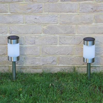 China Garden Solar Pillar Lights Metal Lamp No Color Fading Long Life en venta