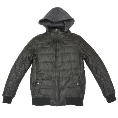 China Breathable Men Leather Trim Padded Jacket Casual Style With Hoody Anorak Hoodie Jacket Coat With Zipper for sale