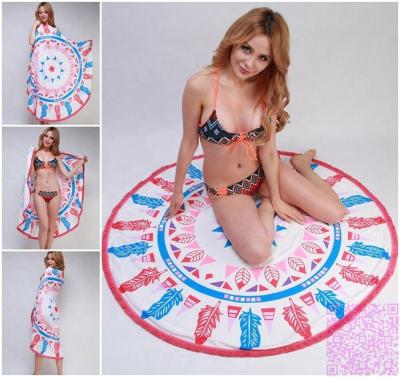 China Kid Safe Round Pattern Beach Towel With Tassels / Round Beach Towel Custom Design for sale