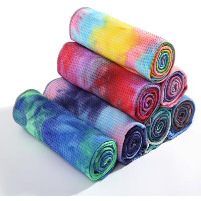 China High Quality Washable Soft Absorbent QUICK DRY Tie-Dye Non-Slip Warm Microfiber Yoga Mat Towel for sale