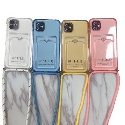 China 1.5mm exquisite Lanyard Color Card Bag Handset Shell Applicable to for Iphone X for iPhone 11 for sale